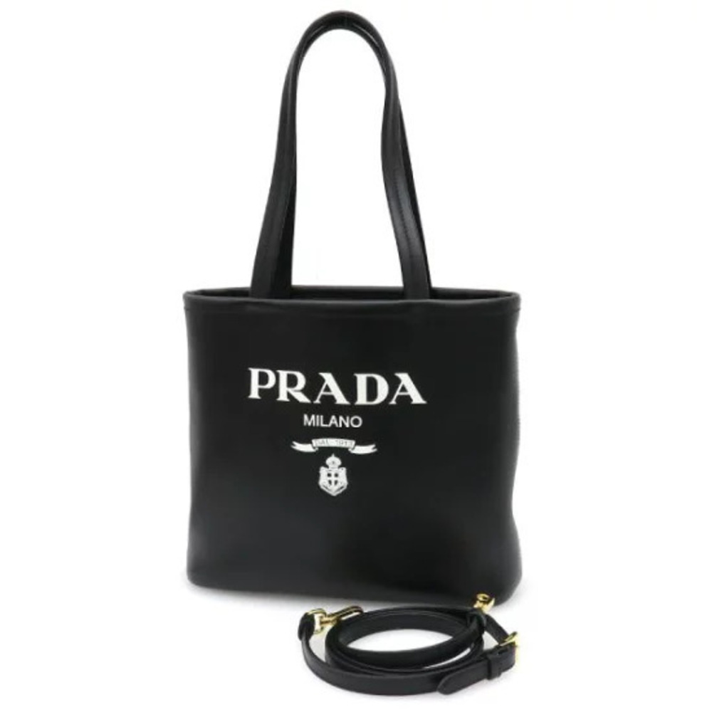 Prada Vitello logo tote bag black calfskin leather
